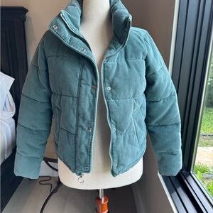 Teal Corduroy Puffer Jacket